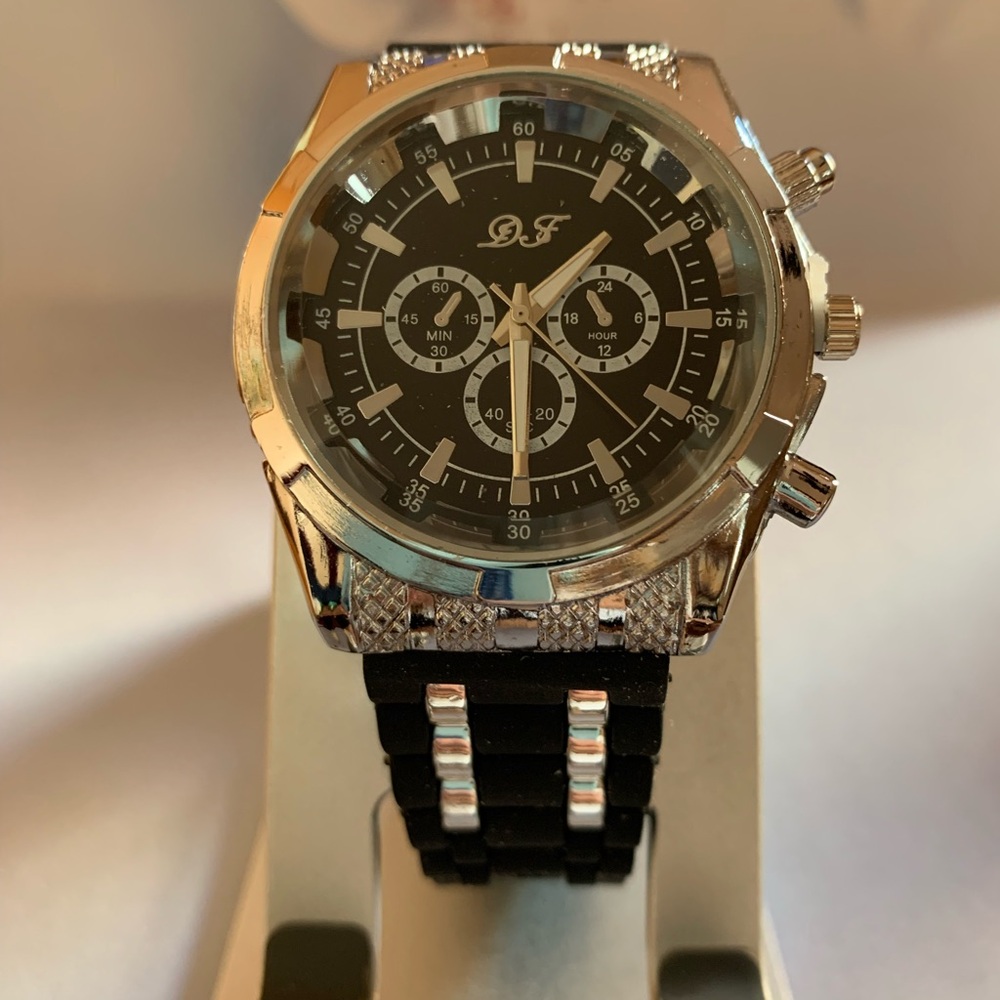 Silver and Black Men's Watch